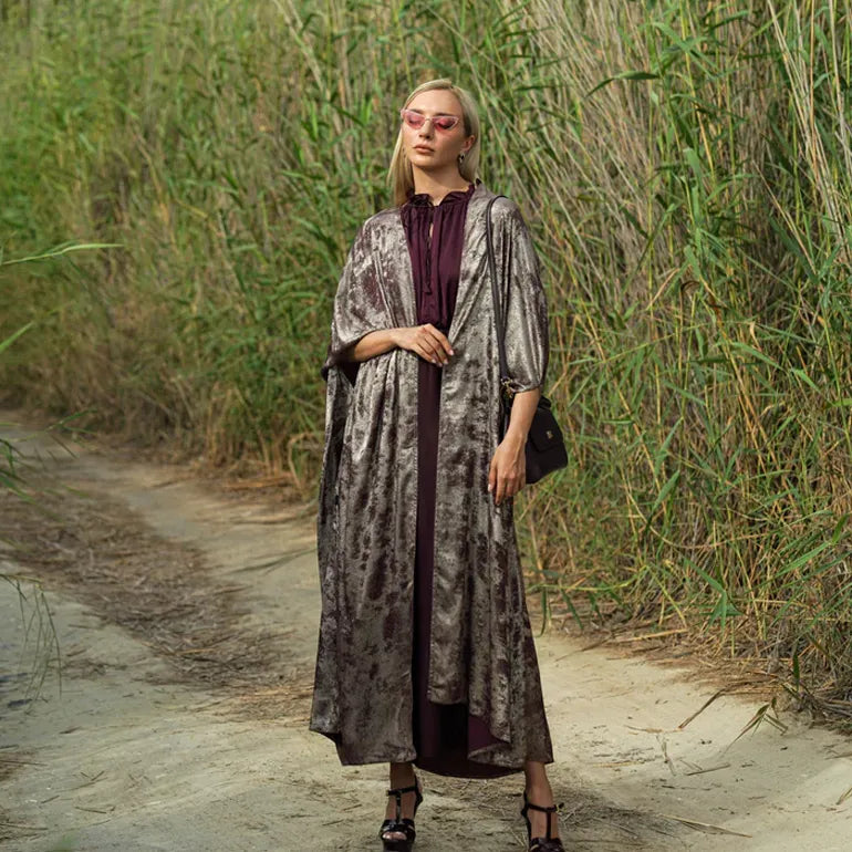 Rich Maroon: Silky Bisht Cut Abaya with Cool Inner Layer