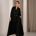 Opulent Ensemble: Crepe Abaya Set with Japanese Stones & Italian Buttons