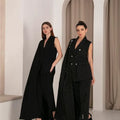 Opulent Ensemble: Crepe Abaya Set with Japanese Stones & Italian Buttons