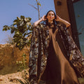 Elegant Drape: Embroidered Cape Abaya with High-Neck Silk Dress