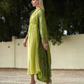 Apple Green Delight: Silky Abaya with Cool Inner Dress