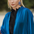 Azure Elegance: Silky Blue Abaya with Hand Embroidery & Inner Dress