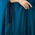 Azure Elegance: Silky Blue Abaya with Hand Embroidery & Inner Dress