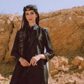 Elegant Embellishments: French Taffeta Abaya with Austrian Beads & Italian Buttons