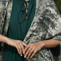 Emerald Elegance: Bright Cut Green Silk Abaya with Inner Dress