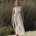 Ombre Chic: White Silk Cape Abaya with Lightweight Gray Inner Dress