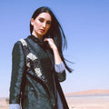 Regal Charm: Jacquard Abaya with Embroidery & Italian Stone Accents