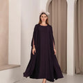 Silken Radiance: Two-Tone Abaya with Tulle Sleeves & Austrian Stone Embroidery