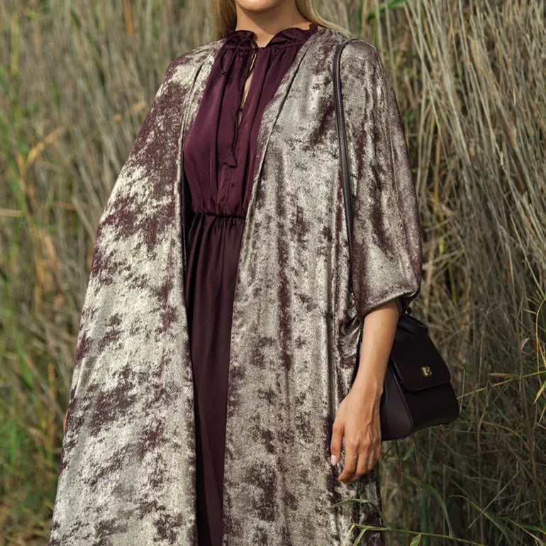 Rich Maroon: Silky Bisht Cut Abaya with Cool Inner Layer