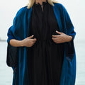 Azure Elegance: Silky Blue Abaya with Hand Embroidery & Inner Dress