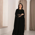 Silken Radiance: Two-Tone Abaya with Tulle Sleeves & Austrian Stone Embroidery