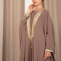 Traditional Elegance: Bisht Abaya with Machine Embroidery in Trio Colors