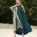 Emerald Elegance: Bright Cut Green Silk Abaya with Inner Dress