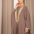 Traditional Elegance: Bisht Abaya with Machine Embroidery in Trio Colors